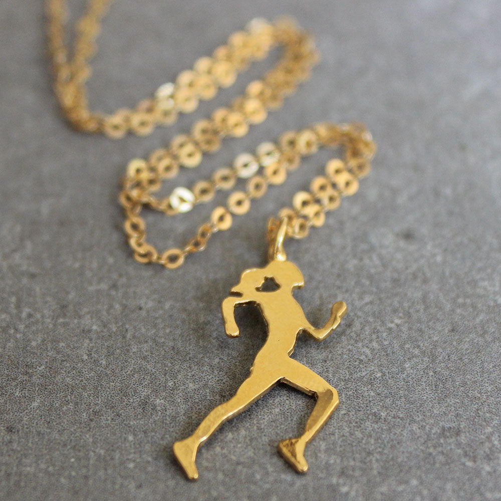 Runner Gold Plated Nickel Free Necklace For Sport Lovers, Running Charms  For Necklaces